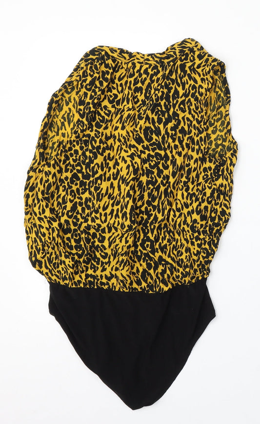 New Look Womens Multicoloured Geometric Viscose Bodysuit One-Piece Size 14 Snap - Leopard Print