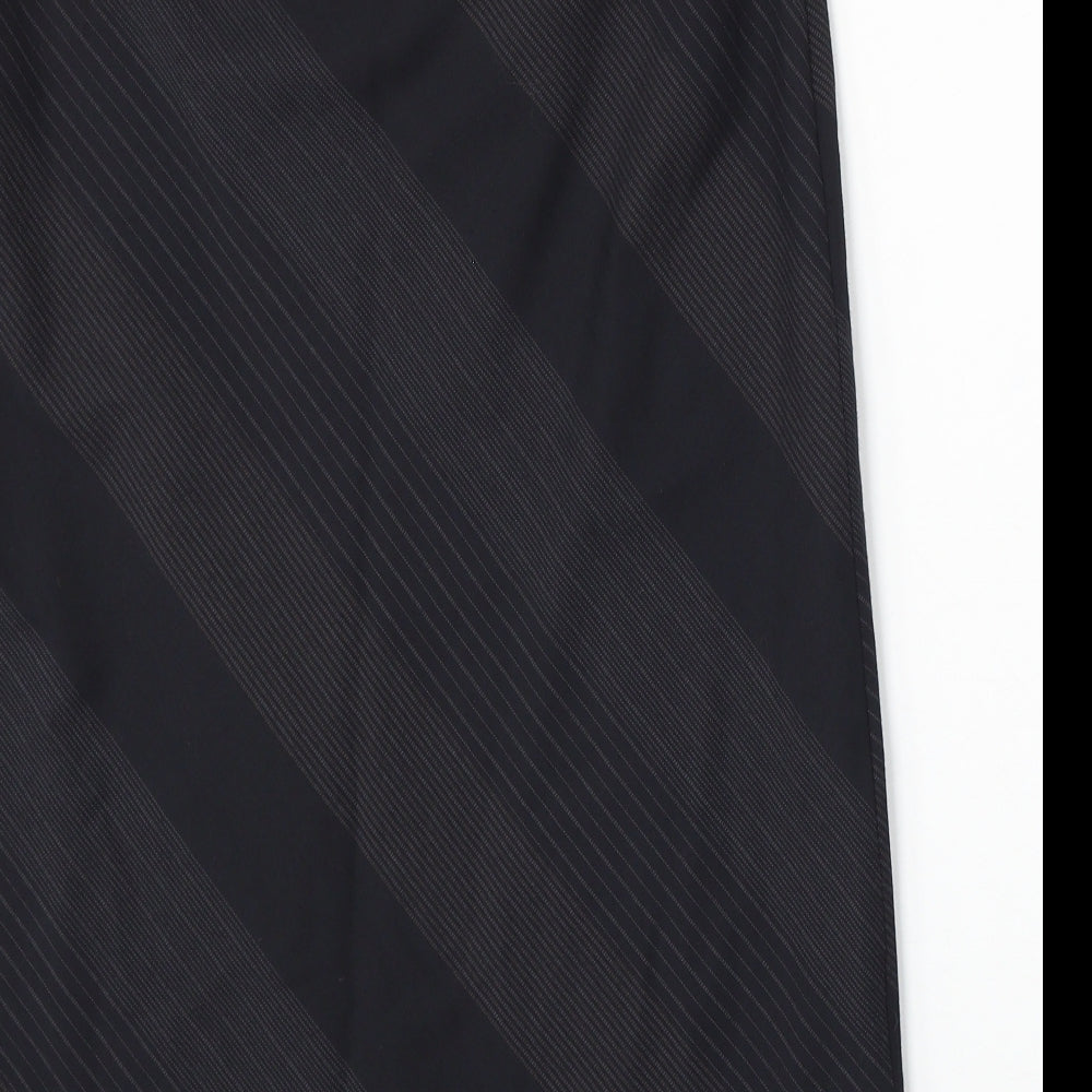Oasis Womens Black Striped Polyester A-Line Skirt Size 12 Zip