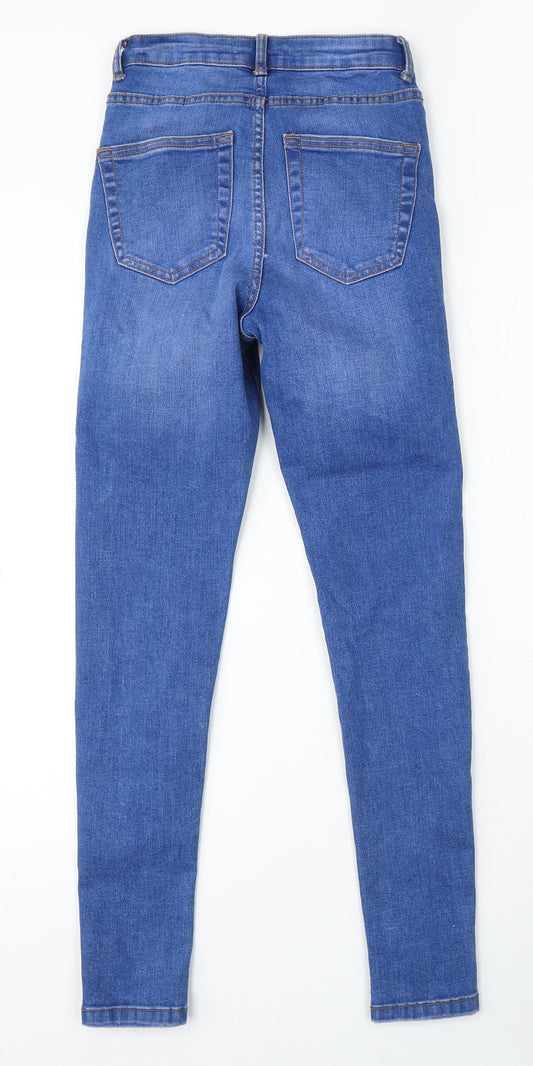 Denim & Co. Womens Blue Cotton Skinny Jeans Size 6 L28 in Regular Button