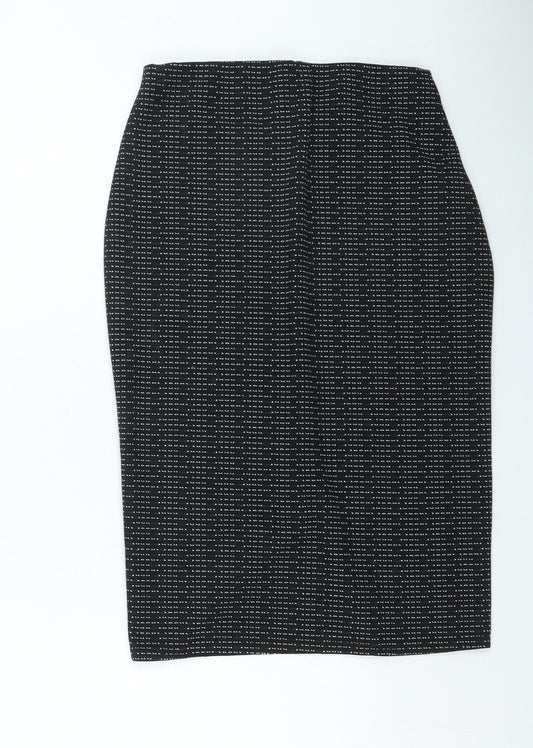 Papaya Womens Black Geometric Polyester Straight & Pencil Skirt Size 8