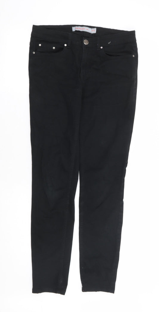 Dunnes Womens Black Cotton Skinny Jeans Size 10 L29 in Regular Zip