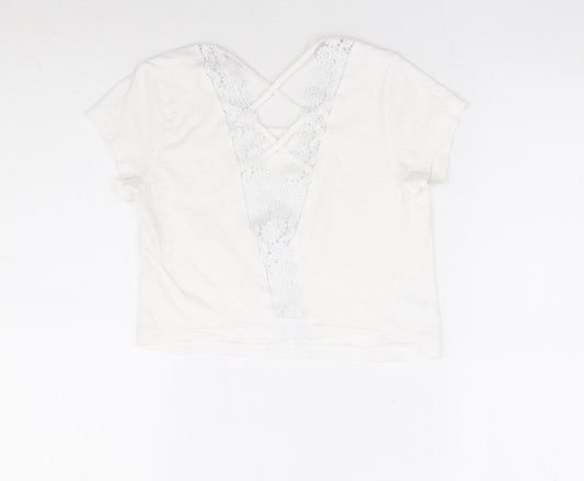 Womens UK Size XS Preworn White Cropped T-Shirt