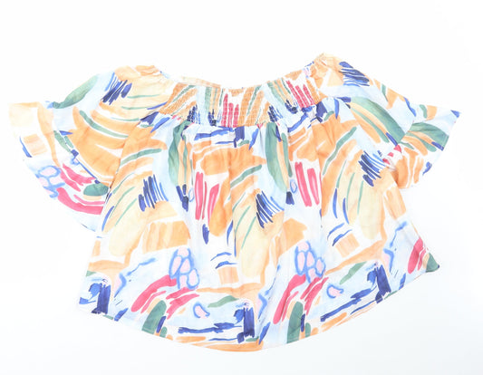 SheIn Womens Multicoloured Geometric Polyester Basic Blouse Size S Off the Shoulder