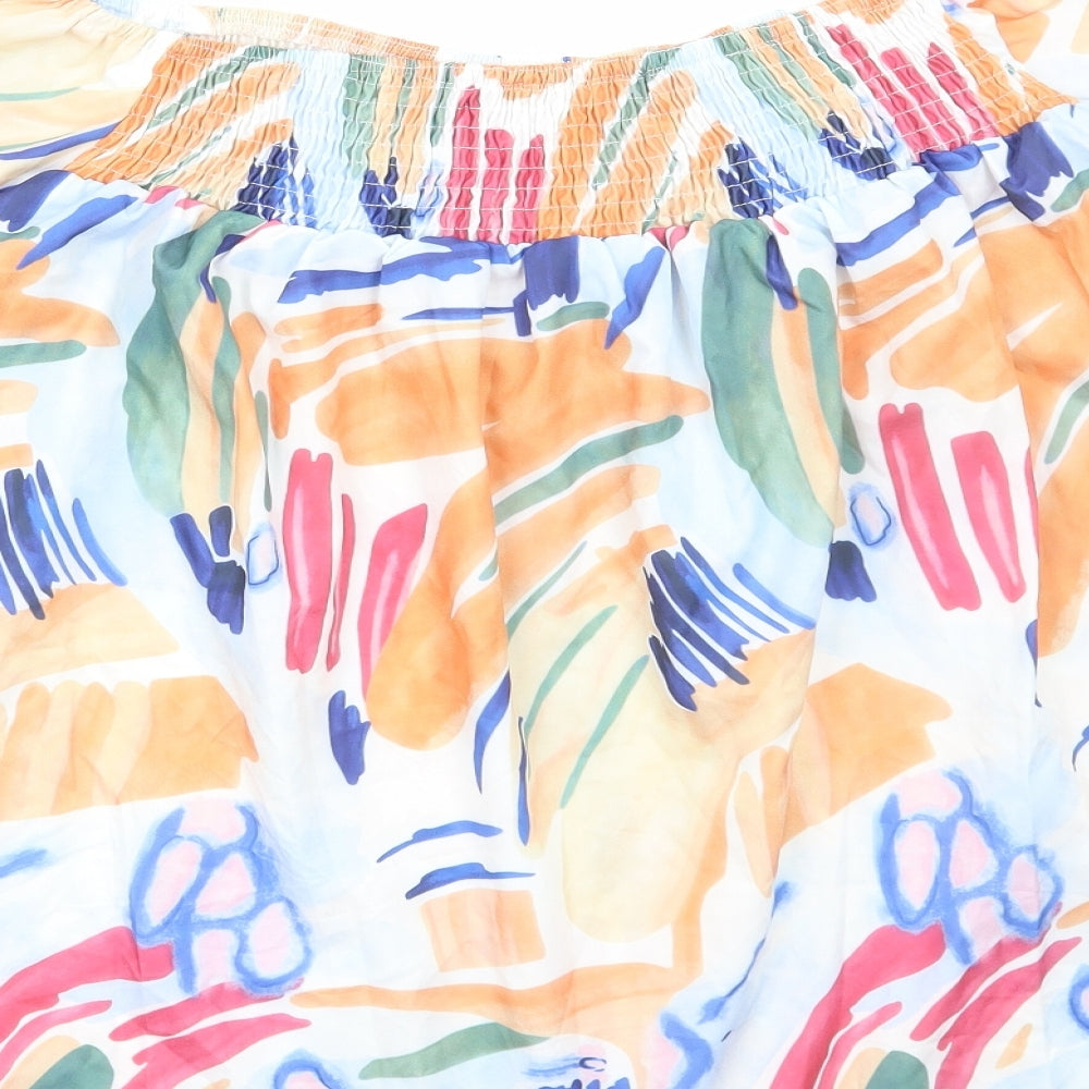 SheIn Womens Multicoloured Geometric Polyester Basic Blouse Size S Off the Shoulder