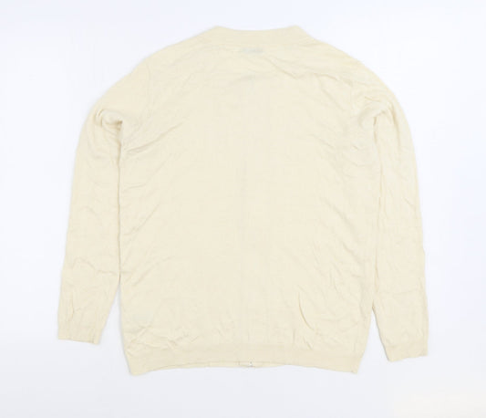 Damart Womens White Round Neck Viscose Cardigan Jumper Size 10