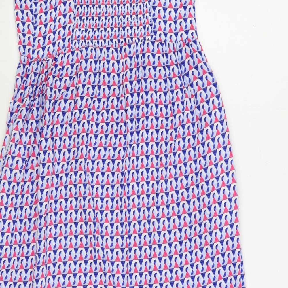 Marks and Spencer Womens Multicoloured Geometric Viscose Trapeze & Swing Size 8 Scoop Neck Pullover