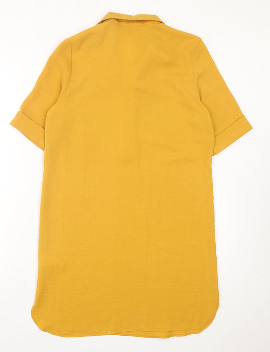 Primark Womens Yellow Polyester A-Line Size 6 V-Neck Button