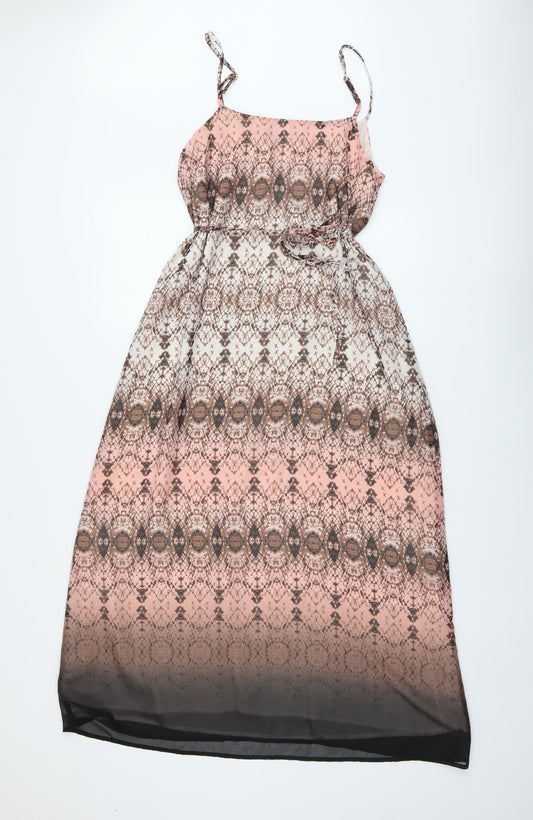 Marks and Spencer Womens Multicoloured Geometric Polyester A-Line Size 12 Square Neck Pullover