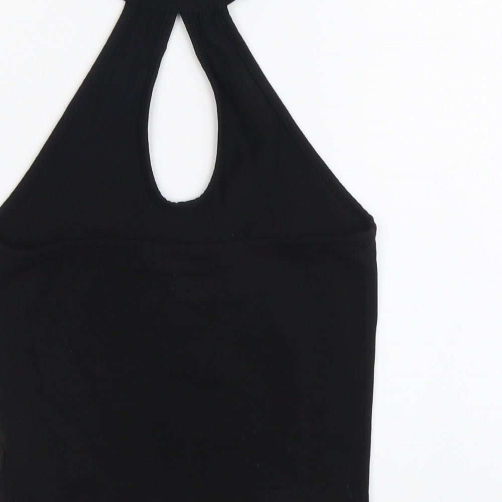 Miss Selfridge Womens Black Cotton Cropped Tank Size 8 Halter