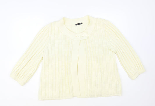 Dunnes Stores Womens Ivory Round Neck Acrylic Cardigan Jumper Size 14