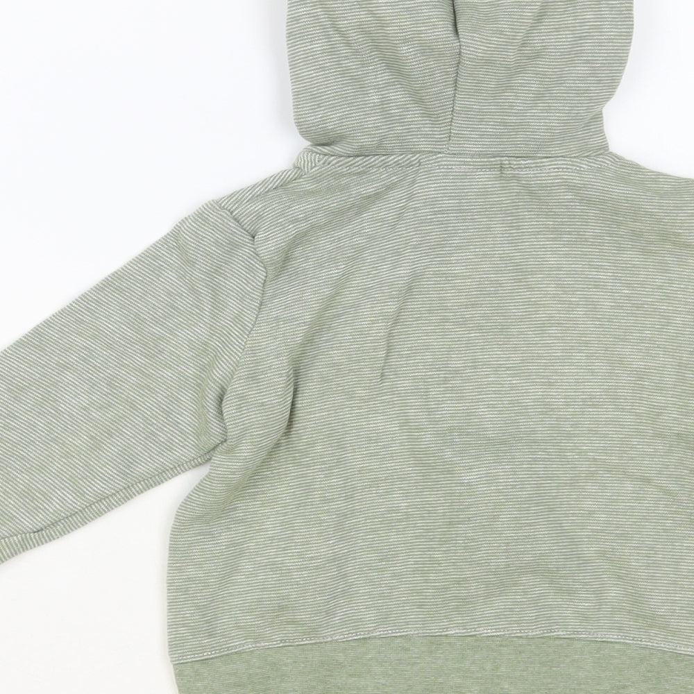 So Cute Boys Green Striped Cotton Full Zip Hoodie Size 2 Years Zip - Lightning Bolts