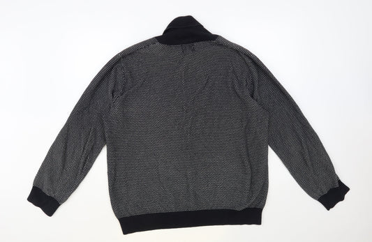 H&M Mens Black Collared Cotton Pullover Jumper Size M