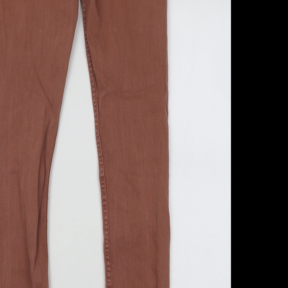 Topshop Womens Orange Cotton Skinny Jeans Size 30 in L32 in Regular Button