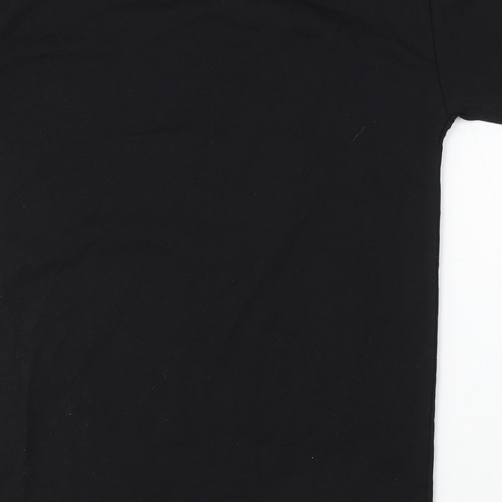 George Girls Black Cotton Basic T-Shirt Size 6-7 Years Round Neck - New York