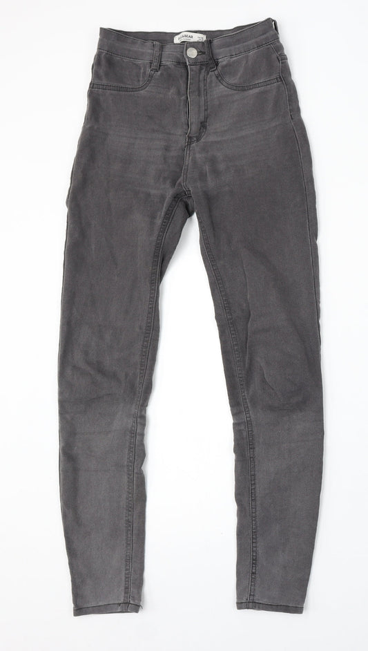 Womens UK Size 4 Pull&Bear Regular Fit Skinny Grey Jeans