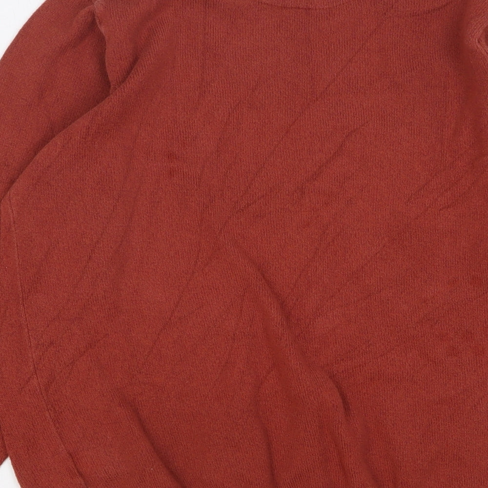 Marks and Spencer Mens Orange Crew Neck Cotton Pullover Jumper Size S