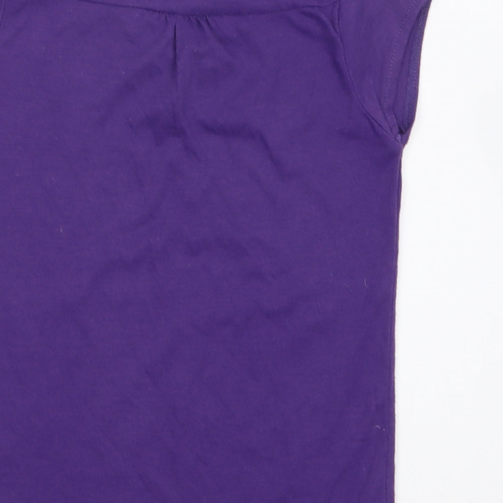 LA Gear Girls Purple Cotton Basic T-Shirt Size 7-8 Years Round Neck Pullover