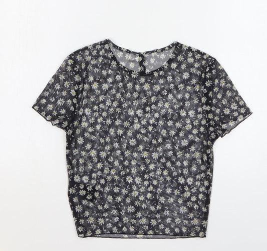 Womens UK Size S H&M Black Cropped T-Shirt