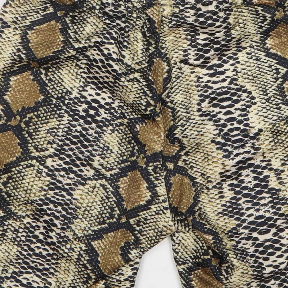 SheIn Womens Multicoloured Animal Print Polyester Compression Shorts Size XS L7 in Regular - Snake Skin