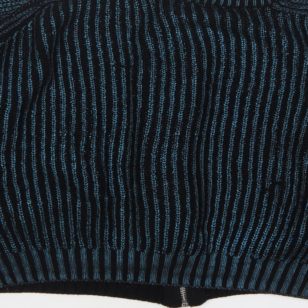 H&M Womens Blue Acrylic Full Zip Sweatshirt Size S Zip - Cropped