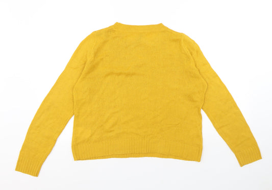 Womens UK Size S Divided Yellow Pullover Jumper