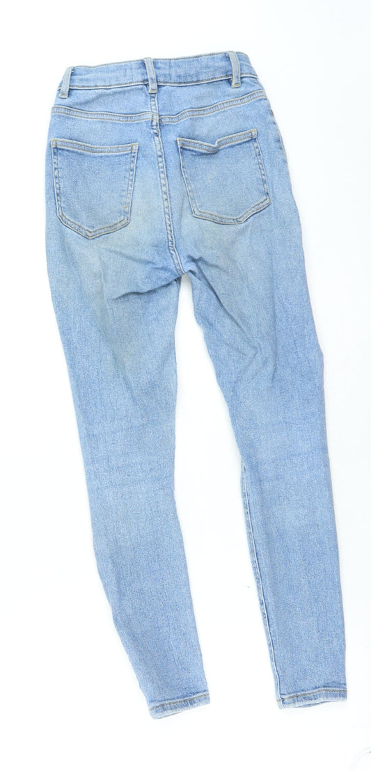 New Look Womens Blue Cotton Skinny Jeans Size 8 L24 in Regular Zip