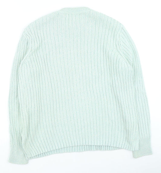 Marks and Spencer Womens Green Round Neck Polyester Pullover Jumper Size 14