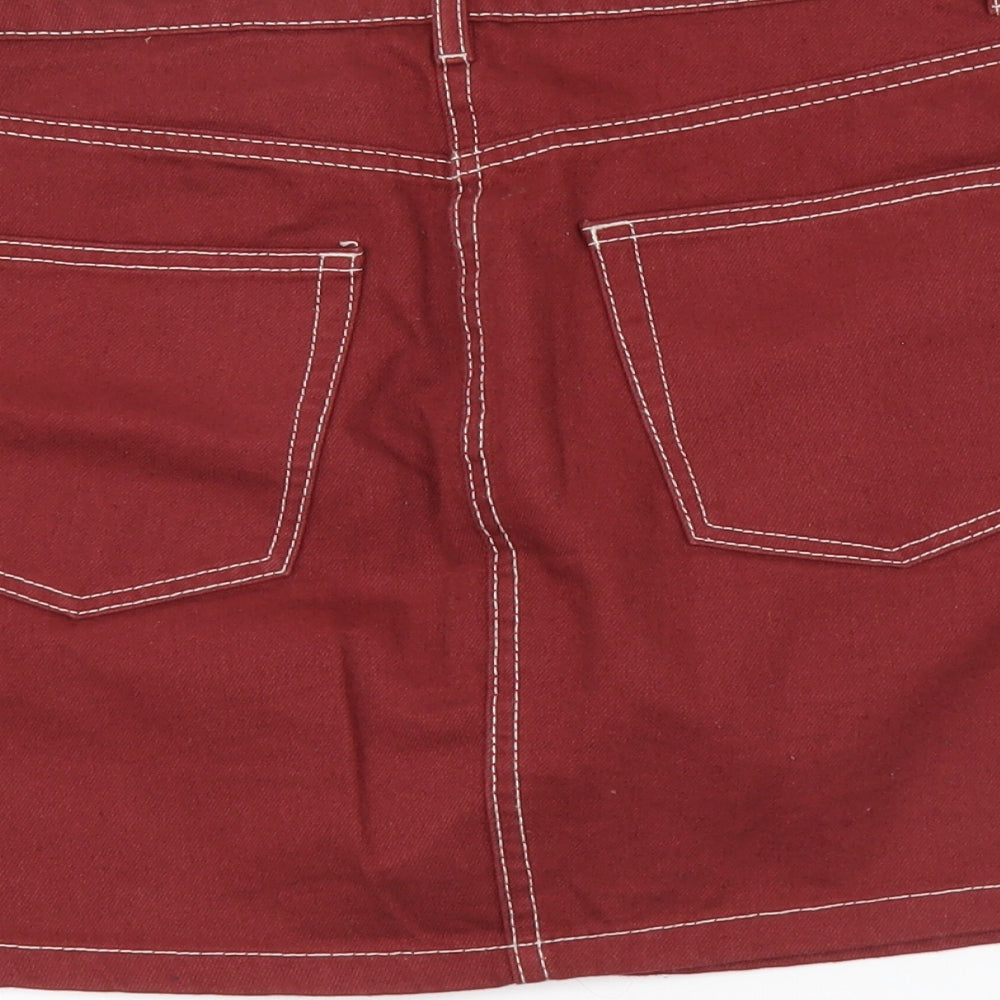 H&M Womens Red Cotton Mini Skirt Size M Zip