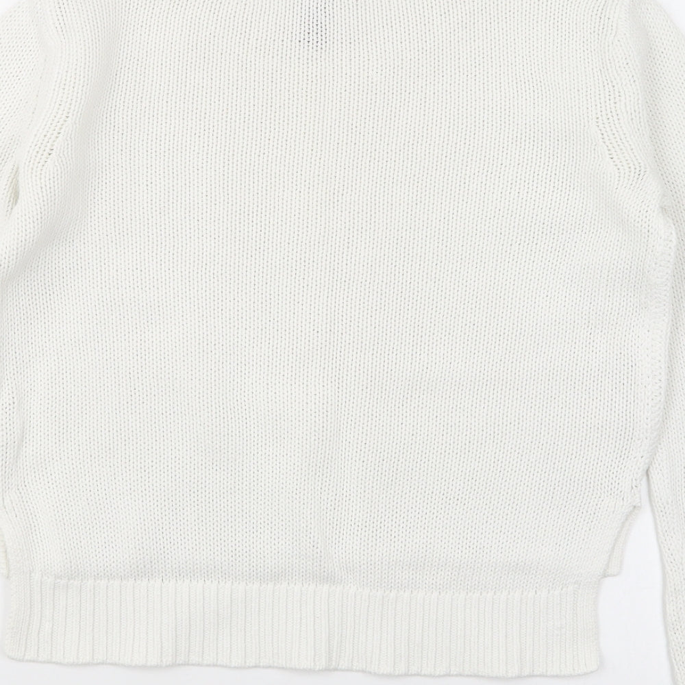 Gap Womens White Round Neck Cotton Pullover Jumper Size XS