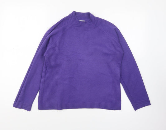 Womens UK Size L Text Purple Pullover Jumper