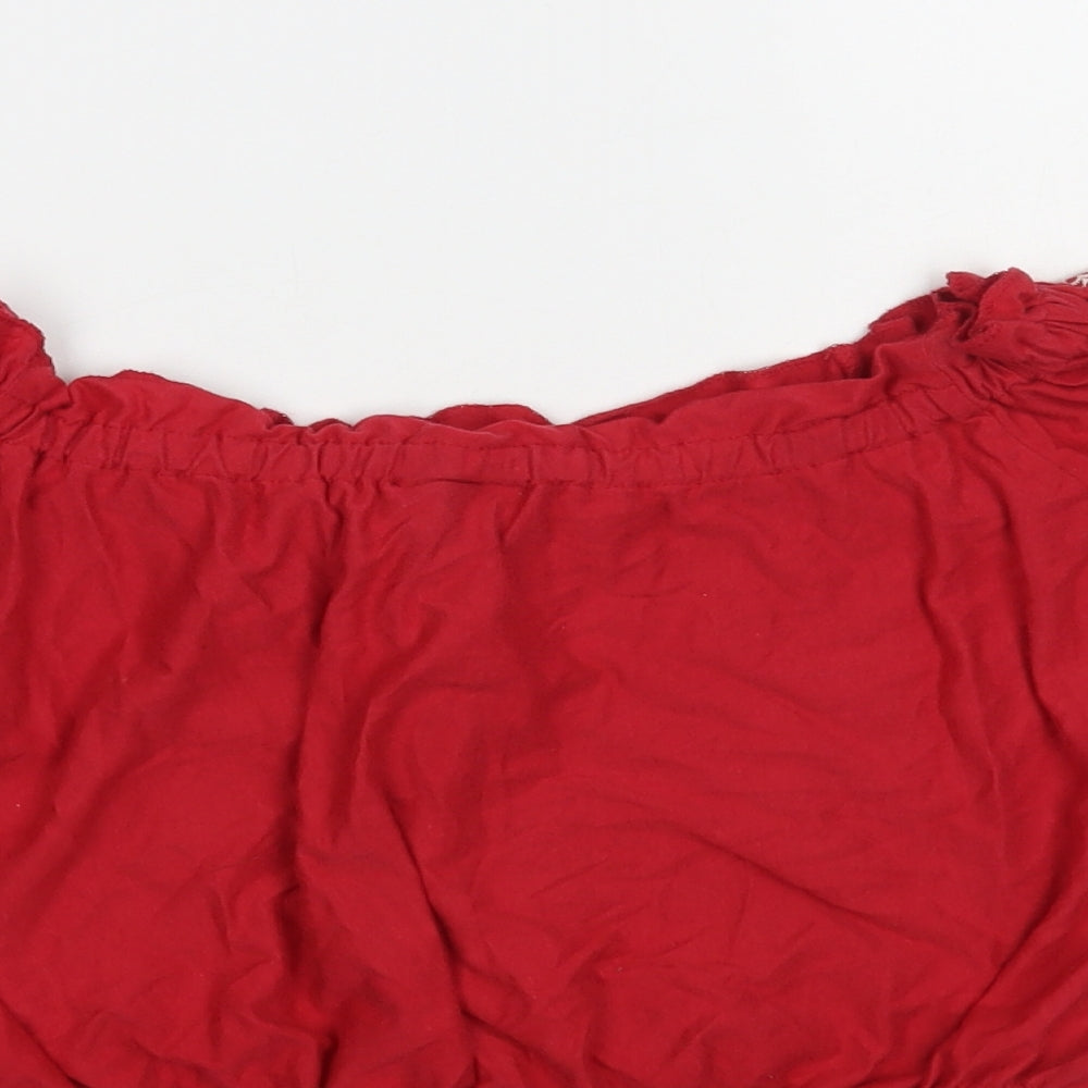 Womens UK Size 8 Topshop Red Cropped Blouse