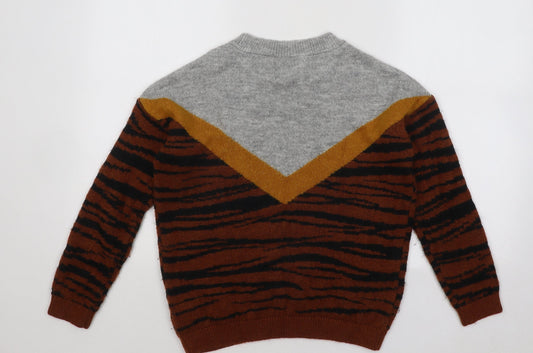 Womens UK Size S Papaya Multicoloured Pullover Jumper