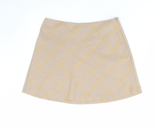 Miss Selfridge Womens Brown Geometric Polyester Mini Skirt Size 8 Zip