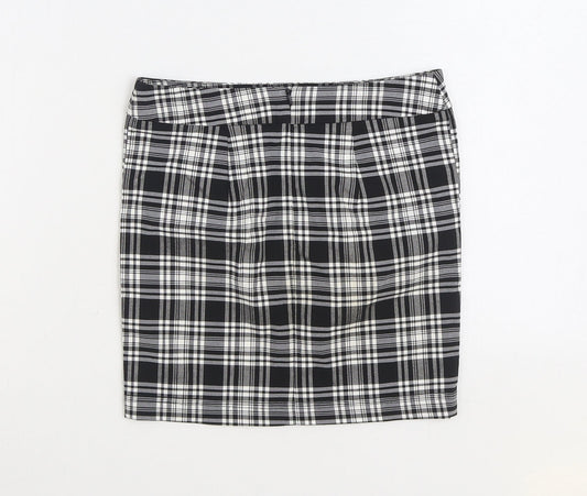 915 Generation Girls Black Plaid Polyester Mini Skirt Size 9 Years Regular Zip