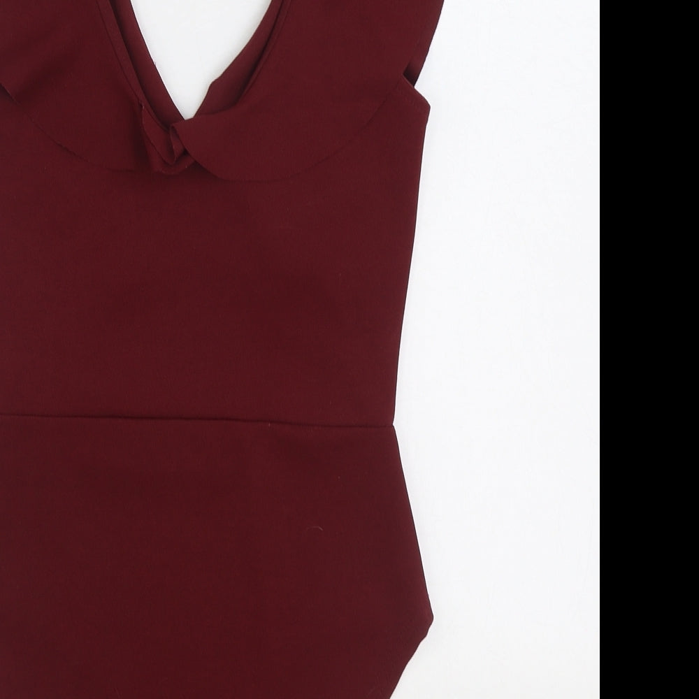 New Look Womens Red Polyester Bodysuit One-Piece Size 10 Snap