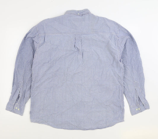 Mens UK Size XL Blue Basics Blue Button-Up Long Sleeve Casual Shirt