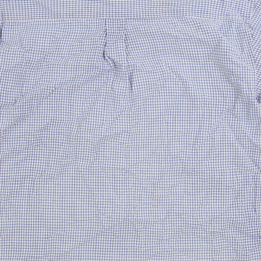 Mens UK Size XL Blue Basics Blue Button-Up Long Sleeve Casual Shirt