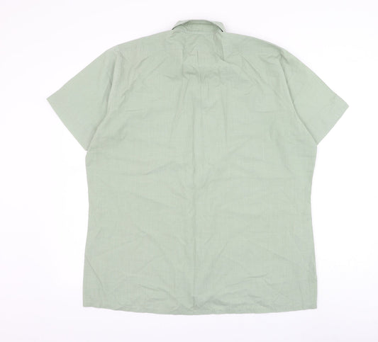 Mens UK Size 16.5 Keynote Green Button-Up Short Sleeve Casual Shirt