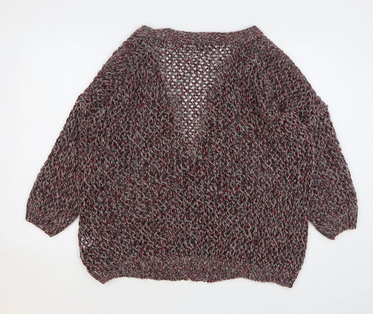 Womens UK Size M Sparkle & Fade Red Cardigan Jumper