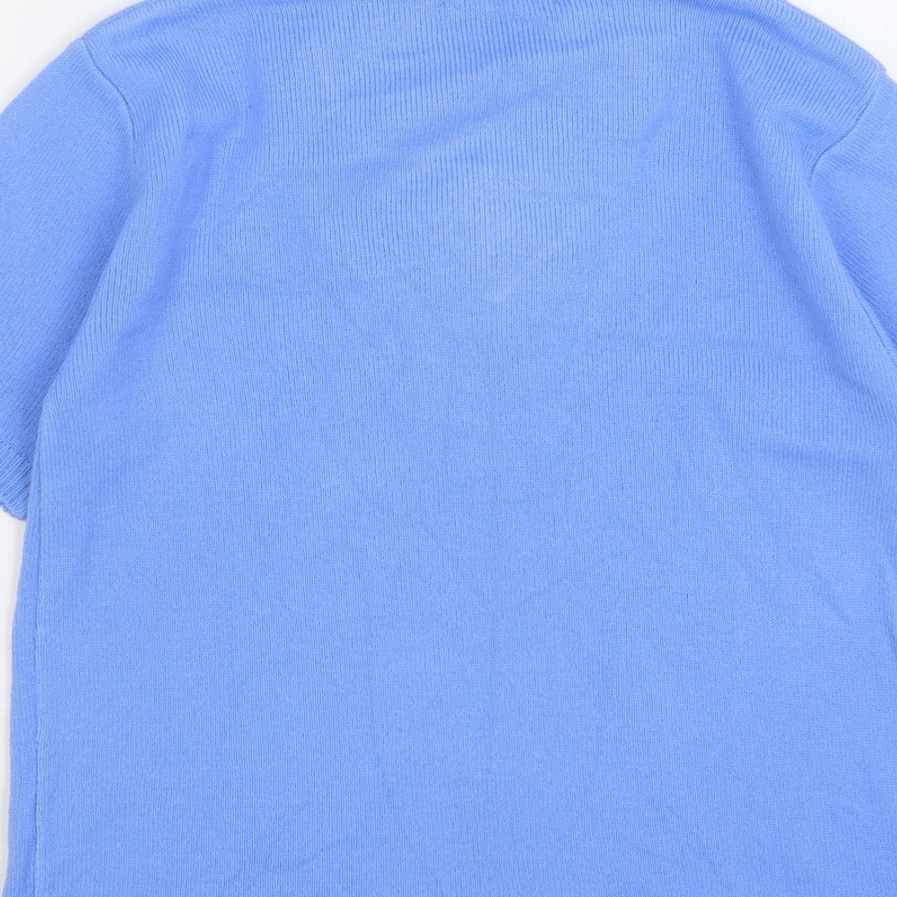 Glimpse Womens Blue V-Neck Polyester Pullover Jumper Size S