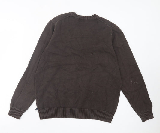 Marks and Spencer Mens Brown V-Neck Acrylic Pullover Jumper Size M
