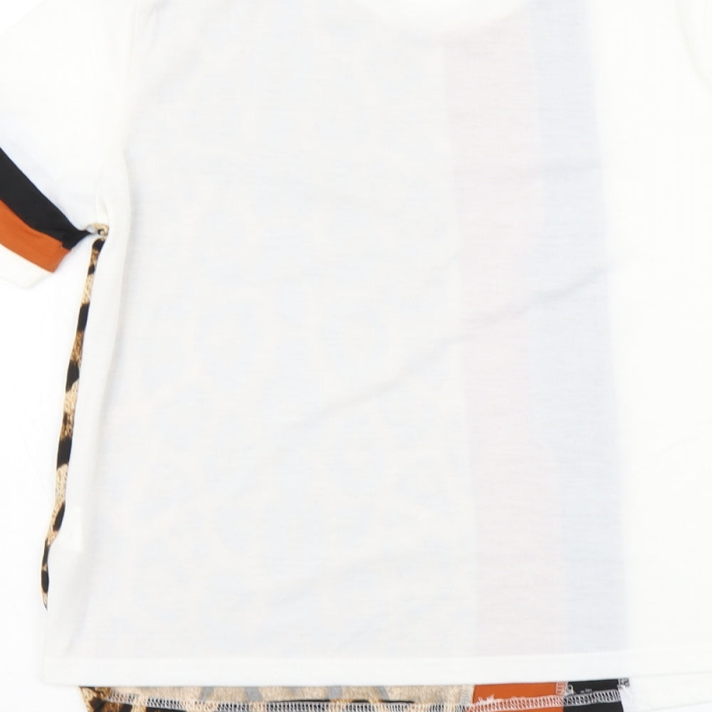 SheIn Womens Multicoloured Animal Print Polyester Basic T-Shirt Size XS Round Neck - Leopard print