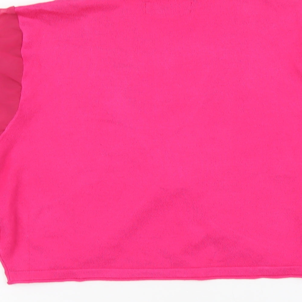 K Derhy Womens Pink V-Neck Viscose Shrug Jumper Size M