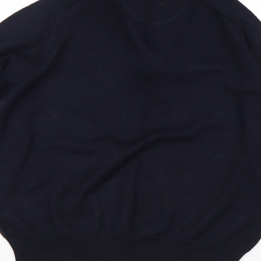 Marnasita Boys Blue High Neck Striped Acrylic Henley Jumper Size 12-13 Years Pullover