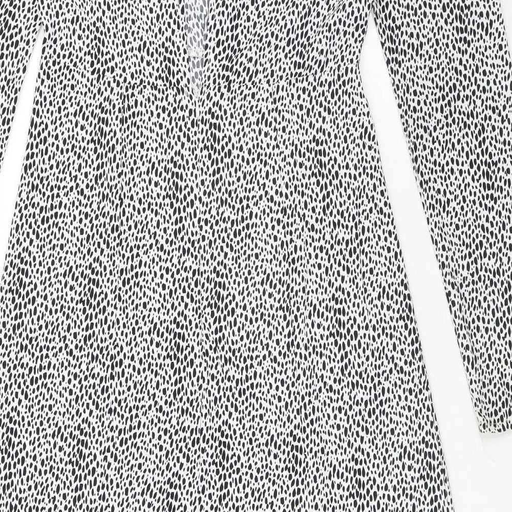 Missguided Womens Multicoloured Animal Print Polyester A-Line Size 8 Round Neck Zip