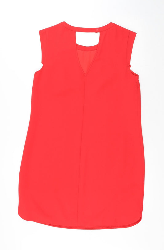 Oasis Womens Red Polyester A-Line Size 12 Round Neck Snap