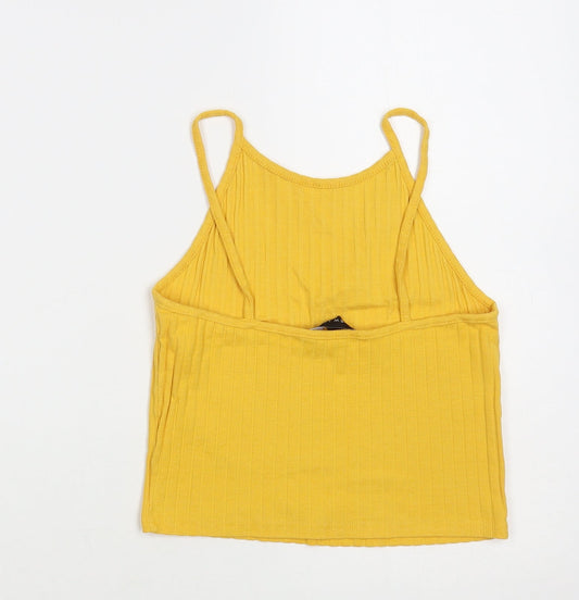 Womens UK Size 8 New Look Yellow Cropped Tank