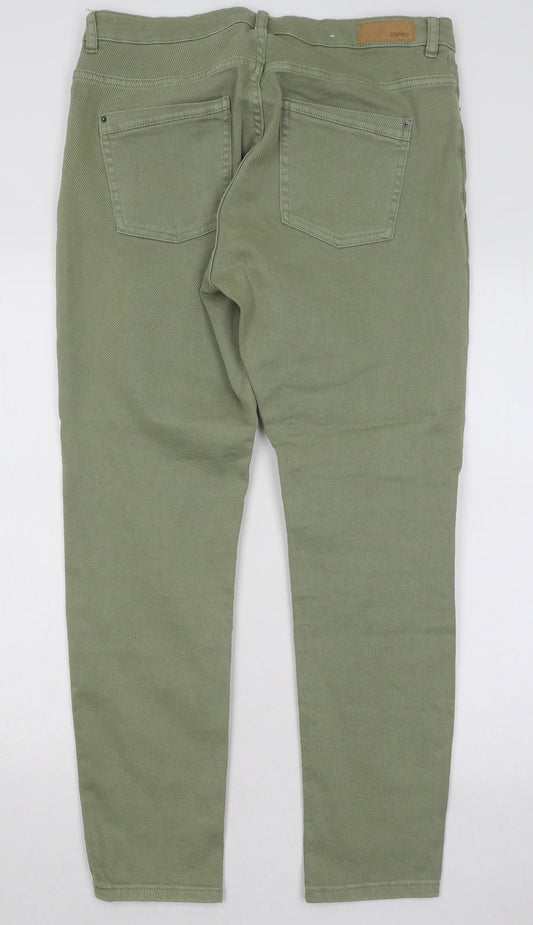 Espirit Womens Green Cotton Straight Jeans Size 34 in L30 in Regular Button