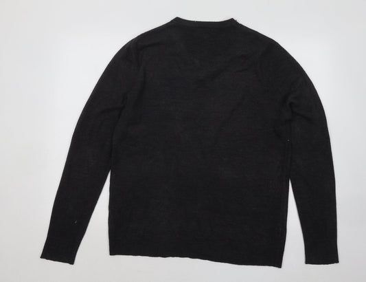 Atlantic Bay Womens Grey V-Neck Acrylic Pullover Jumper Size M