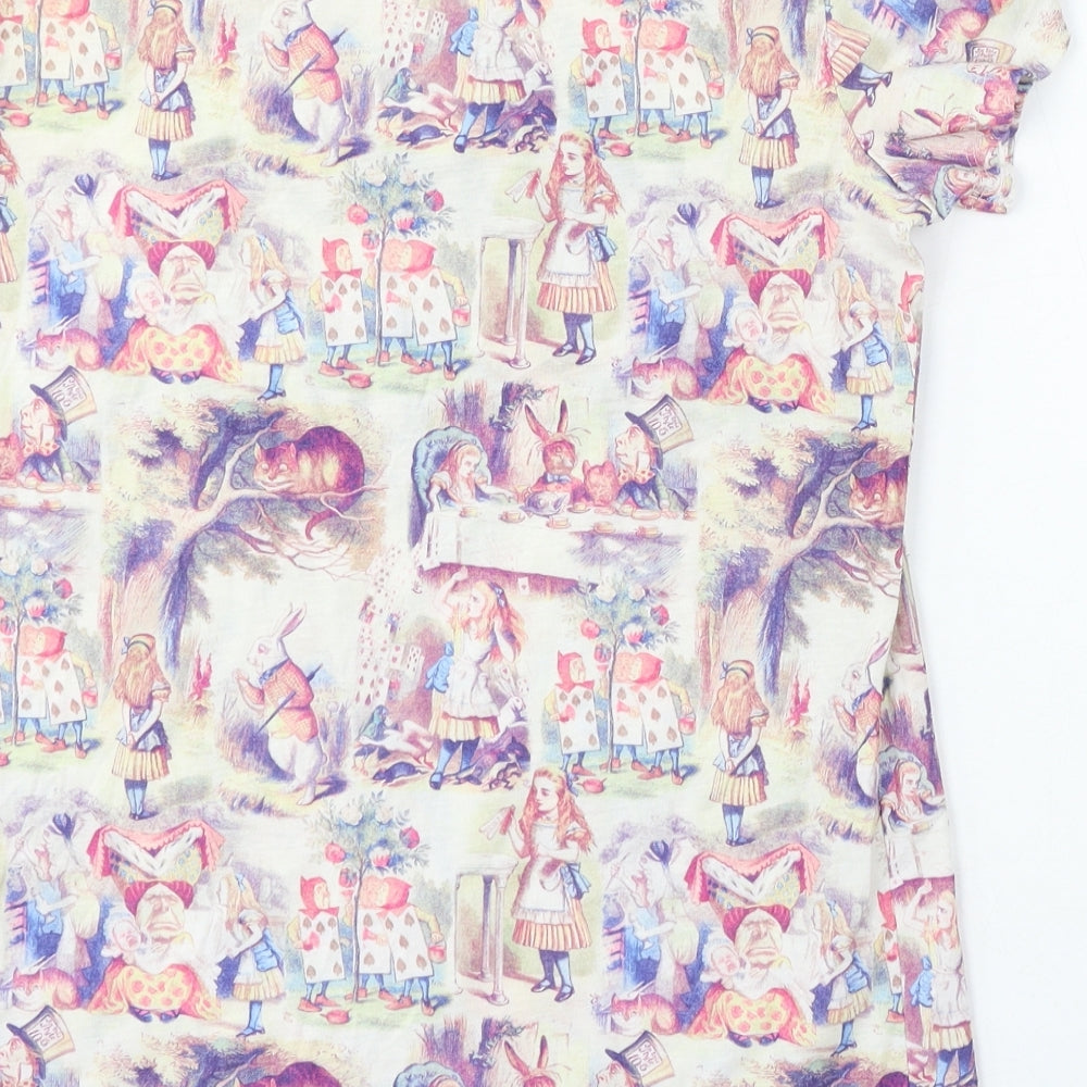 Alice's Adventures Womens Multicoloured Cotton Basic T-Shirt Size 6 Round Neck - Alice in Wonderland